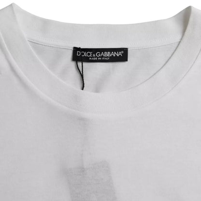 Dolce &amp; Gabbana – Weißes, kurzärmliges T-Shirt aus Baumwolle mit Rundhalsausschnitt