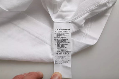 Dolce &amp; Gabbana – Weißes, kurzärmliges T-Shirt aus Baumwolle mit Rundhalsausschnitt