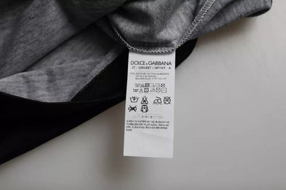 Dolce &amp; Gabbana – Kurzärmliges T-Shirt aus Baumwolle mit Jazz-Print in Schwarz und Weiß