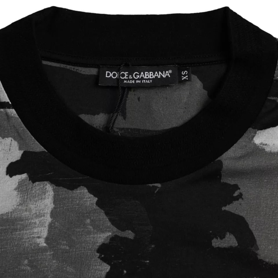 Dolce &amp; Gabbana Mehrfarbiges Camouflage-T-Shirt aus Baumwolle mit Rundhalsausschnitt