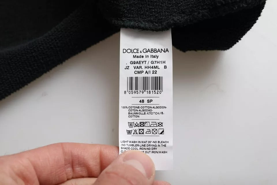 Dolce &amp; Gabbana – Kurzes T-Shirt aus schwarzer Baumwolle mit Kapuze und kurzen Ärmeln