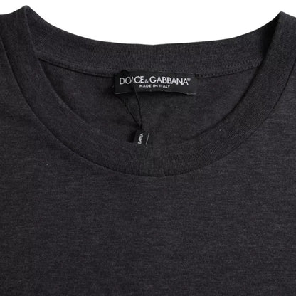 Dolce &amp; Gabbana – Schwarzes T-Shirt aus Baumwolle mit Rundhalsausschnitt und kurzen Ärmeln