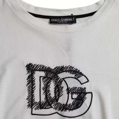 Dolce &amp; Gabbana – Weißes T-Shirt mit Rundhalsausschnitt und kurzen Ärmeln und Logo