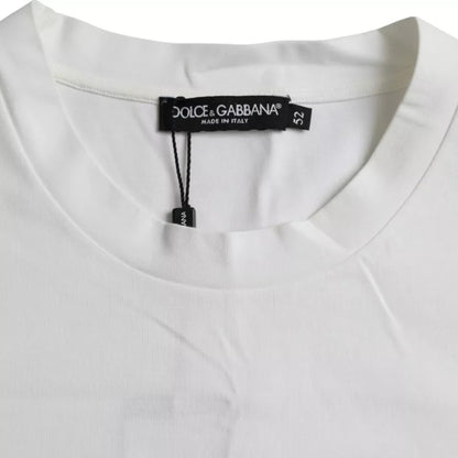 Dolce &amp; Gabbana – Weißes T-Shirt mit Rundhalsausschnitt und kurzen Ärmeln und Logo