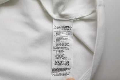 Dolce &amp; Gabbana – Weißes T-Shirt mit Rundhalsausschnitt und kurzen Ärmeln und Logo