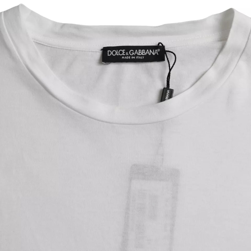 Dolce &amp; Gabbana – Weißes, kurzärmliges T-Shirt aus Baumwolle mit Rundhalsausschnitt