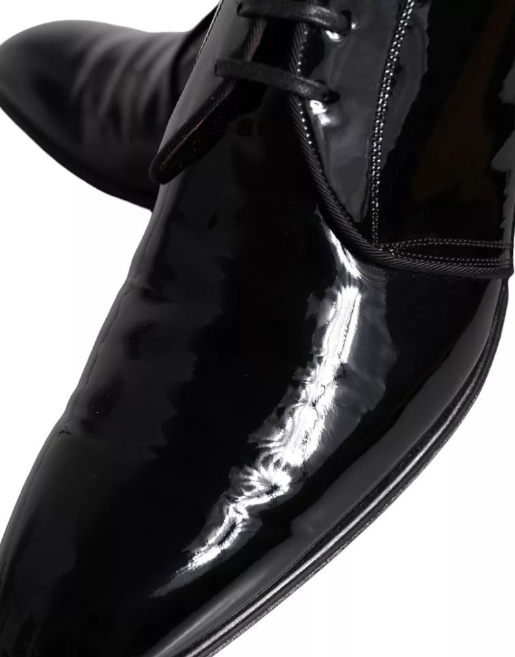 Dolce &amp; Gabbana – Derby-Schuhe aus schwarzem Lackleder für Herren