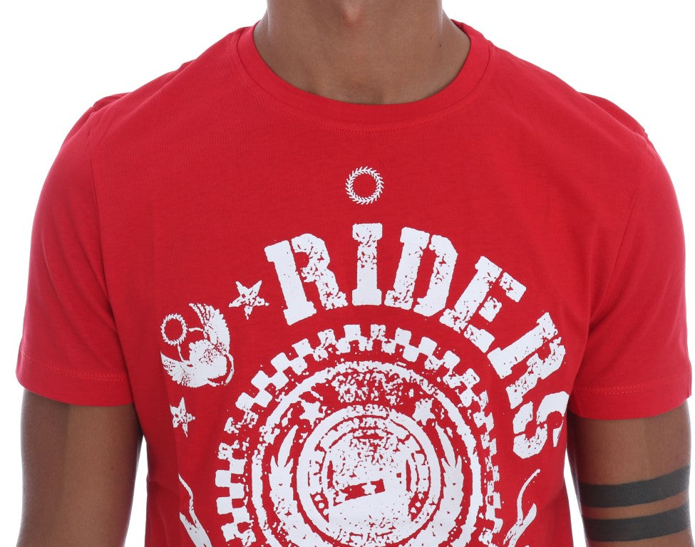 Rotes RIDERS-T-Shirt mit Rundhalsausschnitt aus Baumwolle