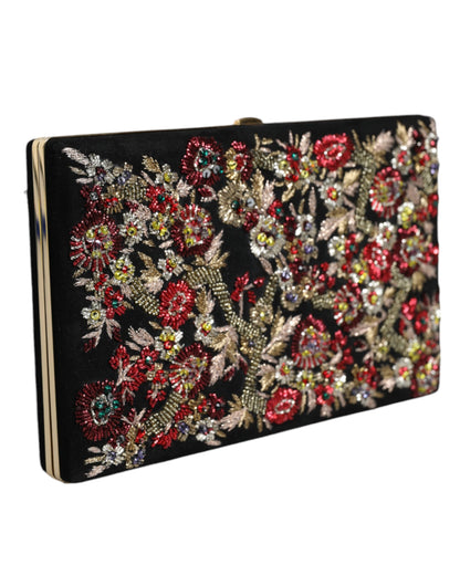 Dolce &amp; Gabbana – Mehrfarbige Clutch mit Blumenmuster und goldenem Rahmen, Abendtasche