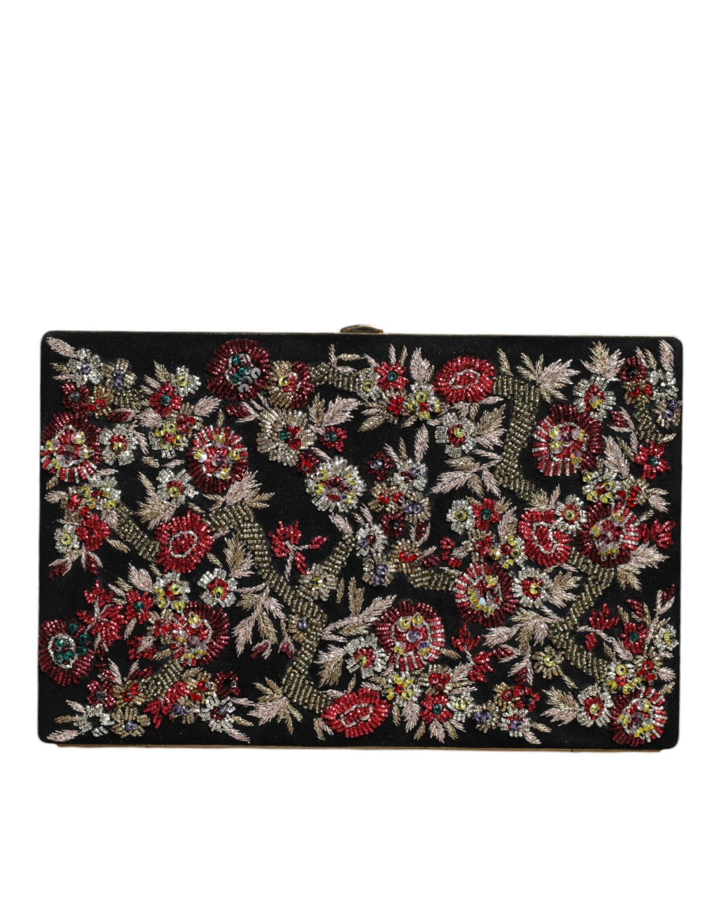 Dolce &amp; Gabbana – Mehrfarbige Clutch mit Blumenmuster und goldenem Rahmen, Abendtasche