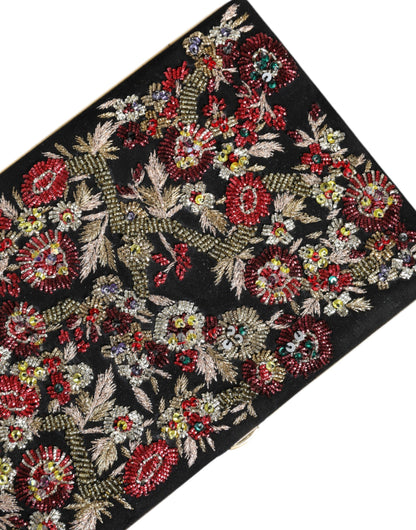 Dolce &amp; Gabbana – Mehrfarbige Clutch mit Blumenmuster und goldenem Rahmen, Abendtasche