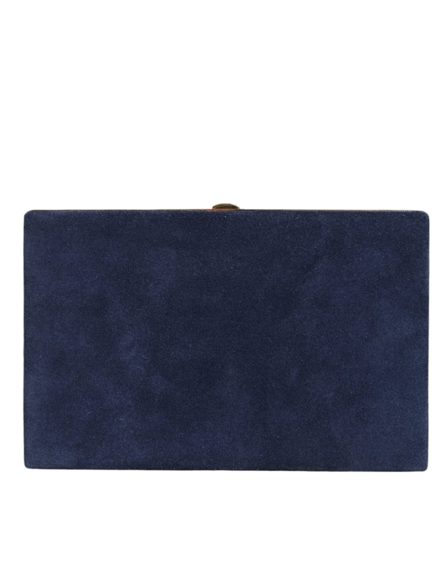 Dolce &amp; Gabbana - Clutch aus Wildleder mit goldenem Rahmen, Abendtasche, Partytasche, Blau