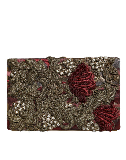 Dolce &amp; Gabbana – Abendtasche mit Clutch und goldenem Jacquard-Blumenmuster und goldenem Rahmen