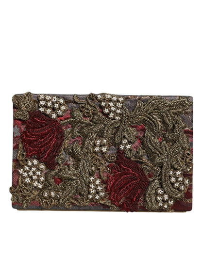 Dolce &amp; Gabbana – Abendtasche mit Clutch und goldenem Jacquard-Blumenmuster und goldenem Rahmen