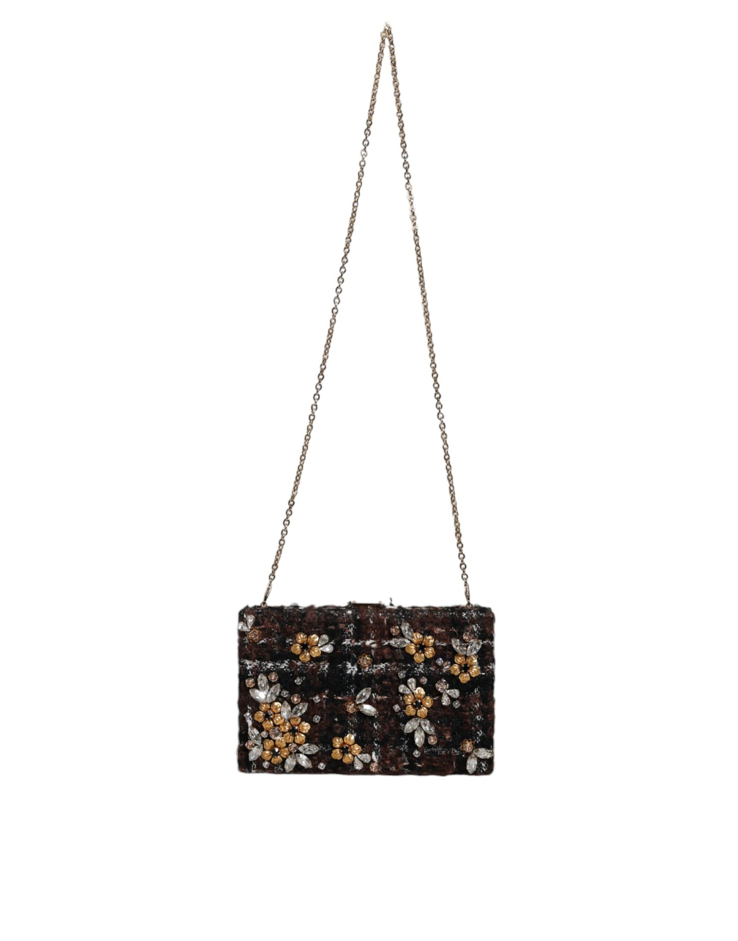 Dolce &amp; Gabbana Mehrfarbige Tweed-Clutch mit Blumenmuster, Abend- und Partytasche, Umhängetasche