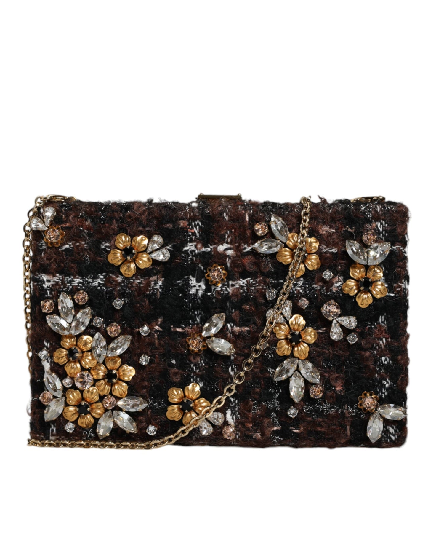 Dolce &amp; Gabbana Mehrfarbige Tweed-Clutch mit Blumenmuster, Abend- und Partytasche, Umhängetasche