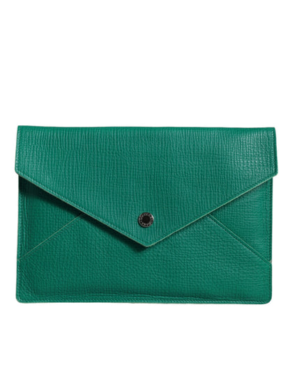 Dolce &amp; Gabbana Grüne Lederhandtasche Clutch Mini Geldbörse Beutel Tablettasche