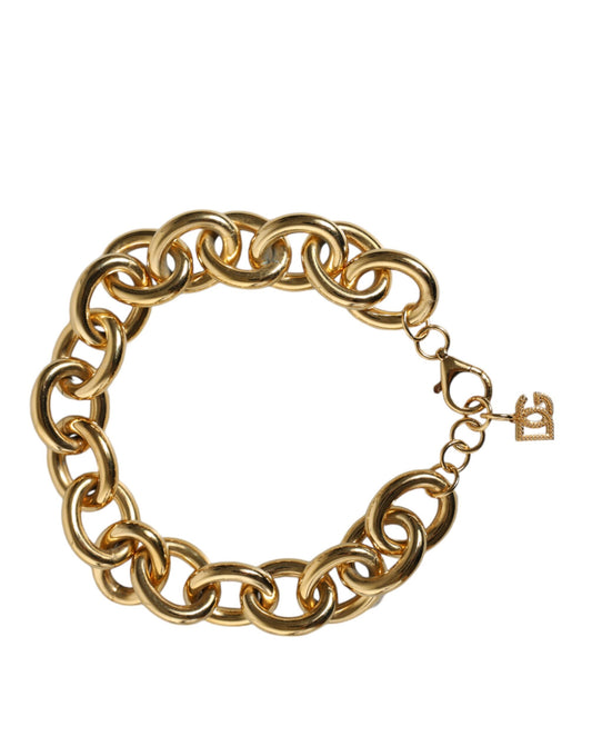 Dolce &amp; Gabbana – Maxi-Kettenarmband aus goldfarbenem Messing mit Logo und Karabinerverschluss