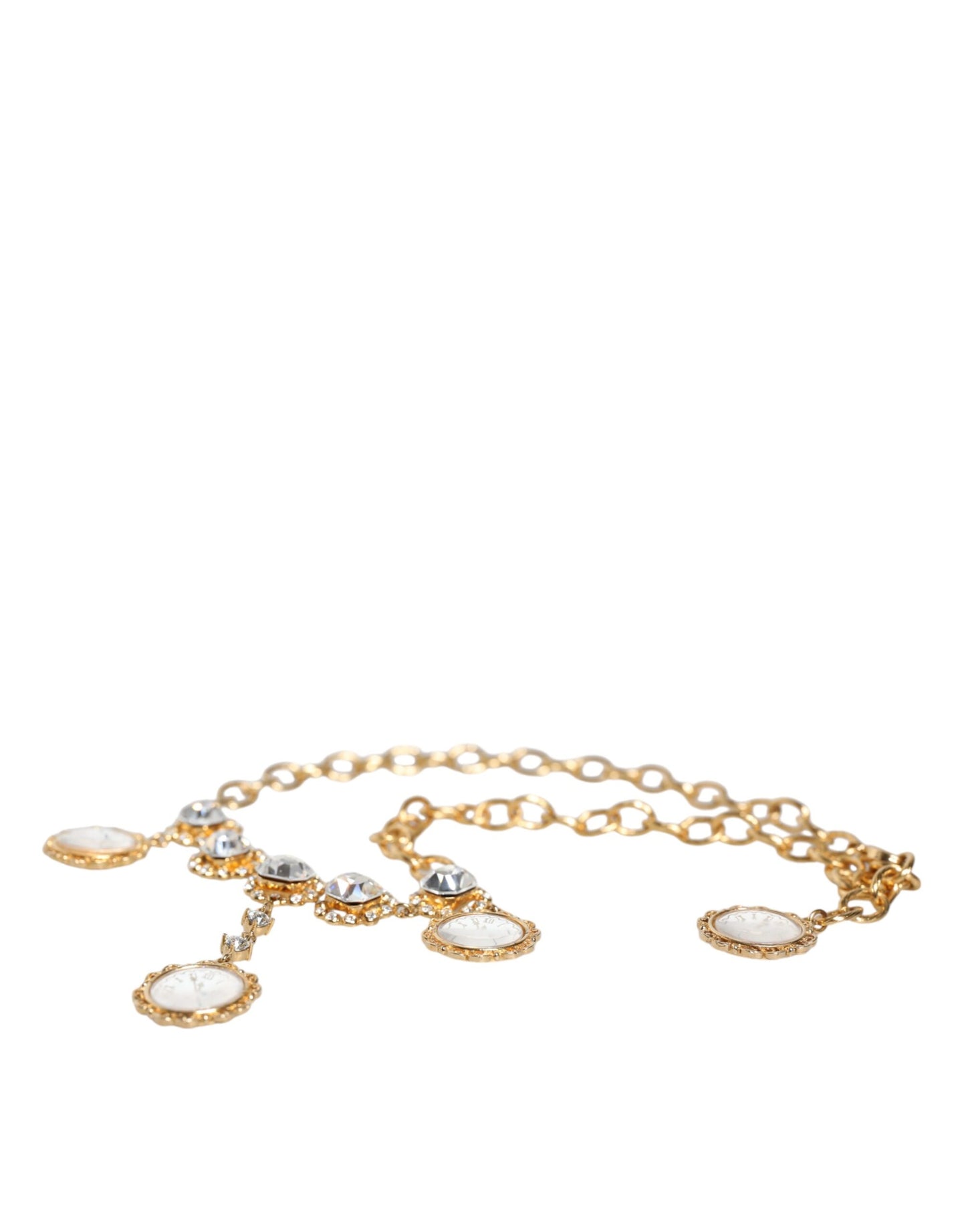 Dolce &amp; Gabbana Statement-Halskette mit goldener Kette und Kristalluhr aus Messing