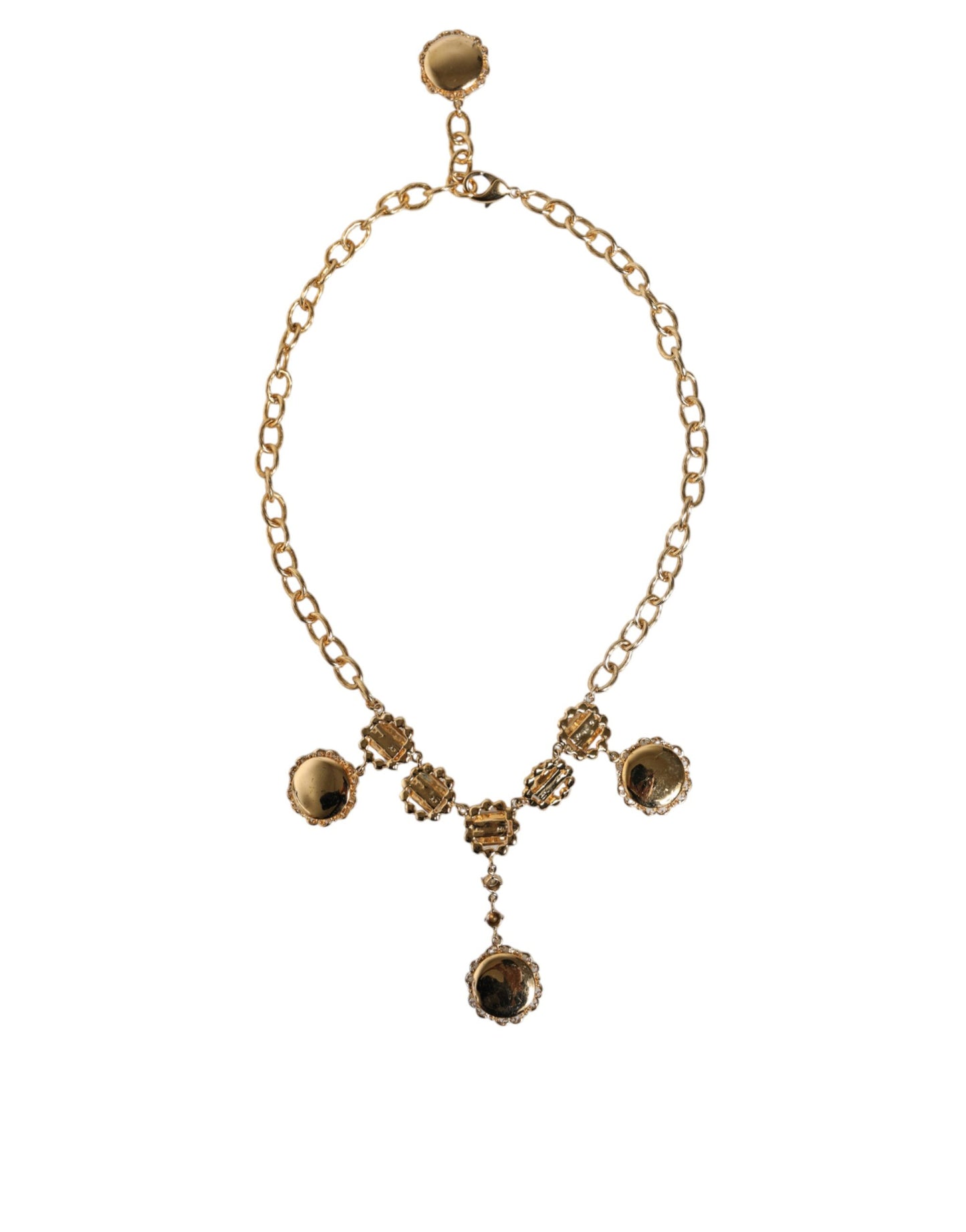 Dolce &amp; Gabbana Statement-Halskette mit goldener Kette und Kristalluhr aus Messing