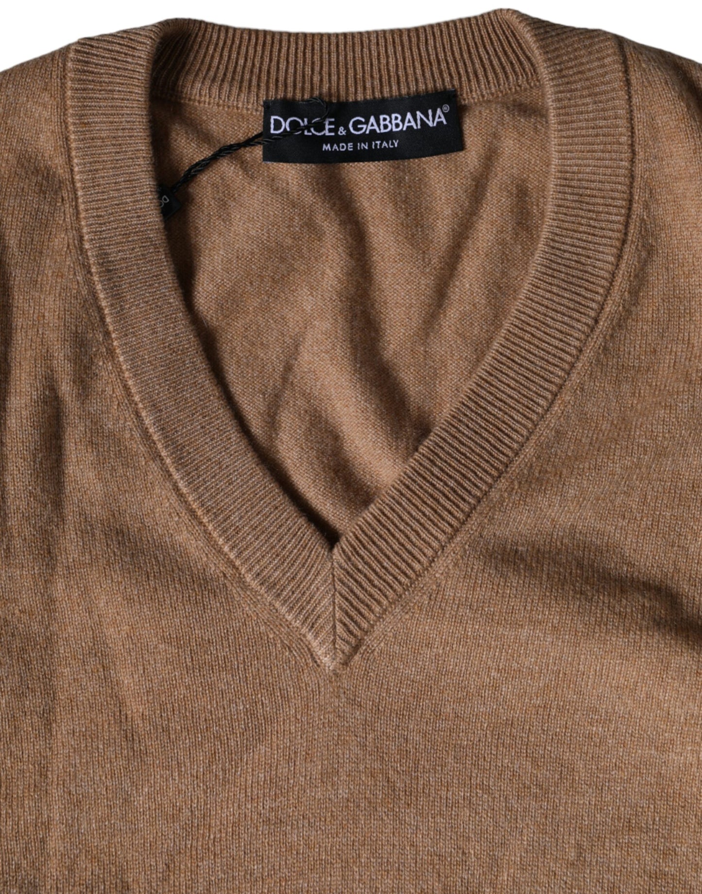 Dolce &amp; Gabbana – Pullover aus Kaschmirstrick mit V-Ausschnitt in Braun