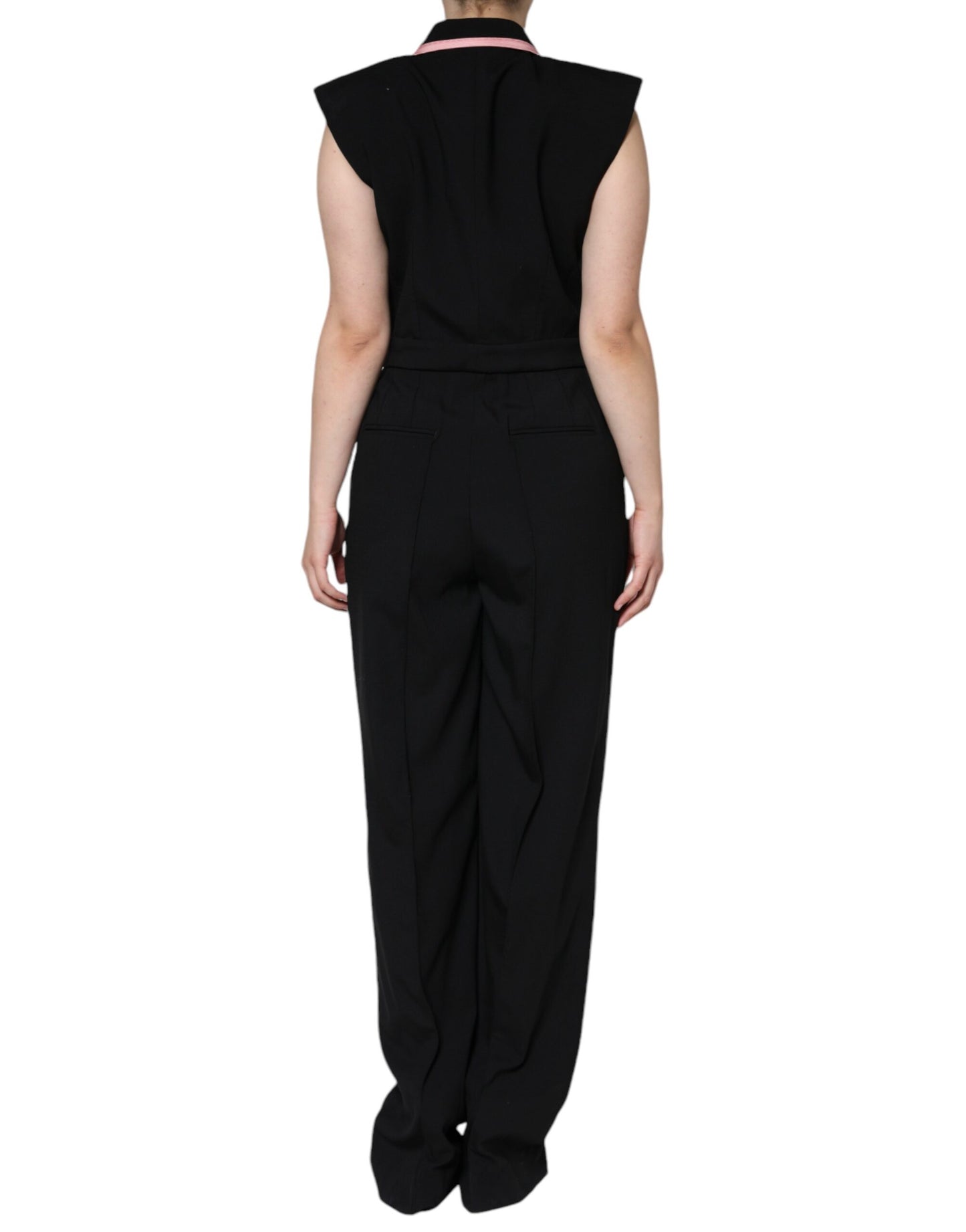 Dolce &amp; Gabbana – Schwarzes ärmelloses Jumpsuit-Kleid aus Wollmischung