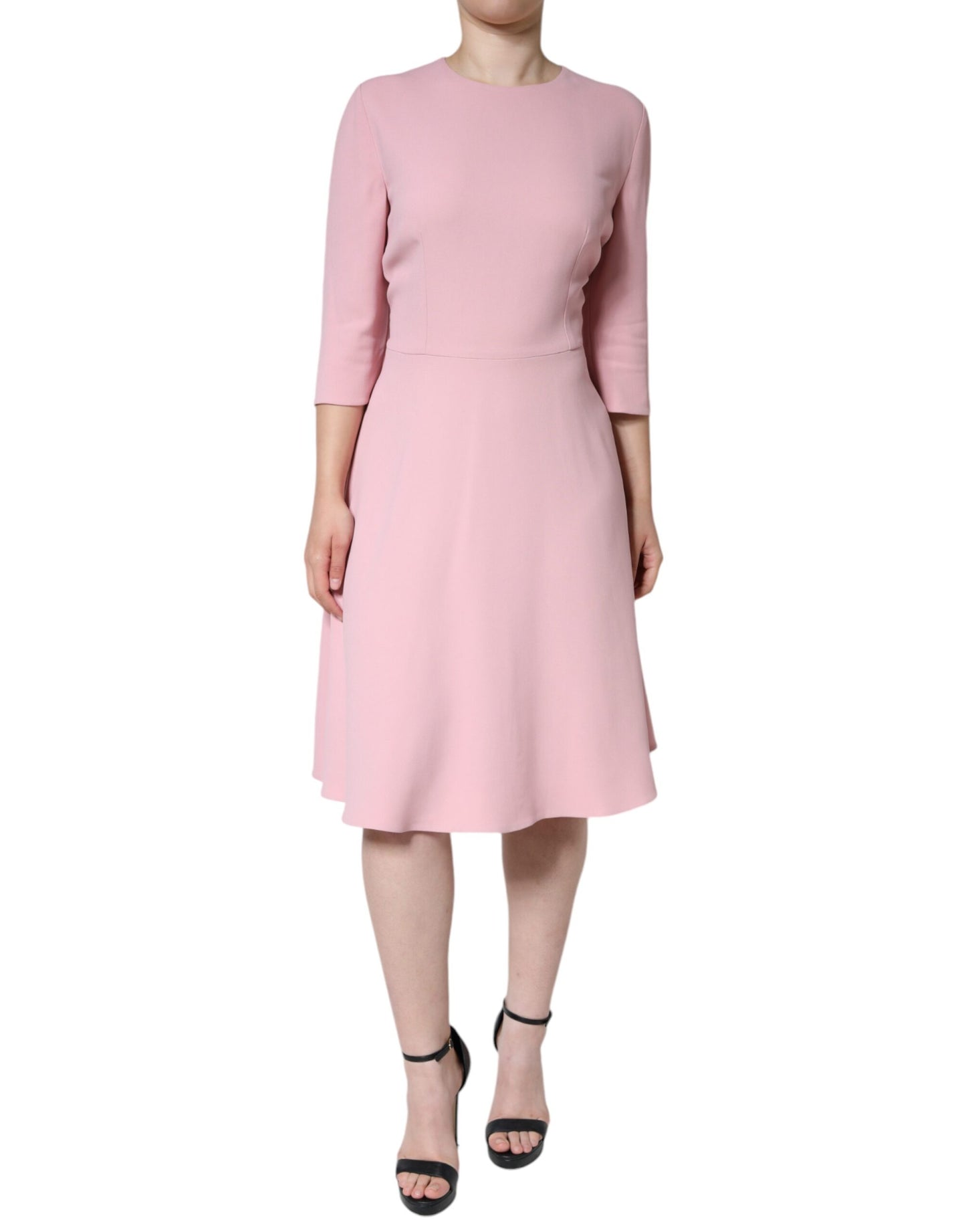 Dolce &amp; Gabbana – A-Linien-Kleid aus Viskose mit 3/4-Ärmeln, Rosa