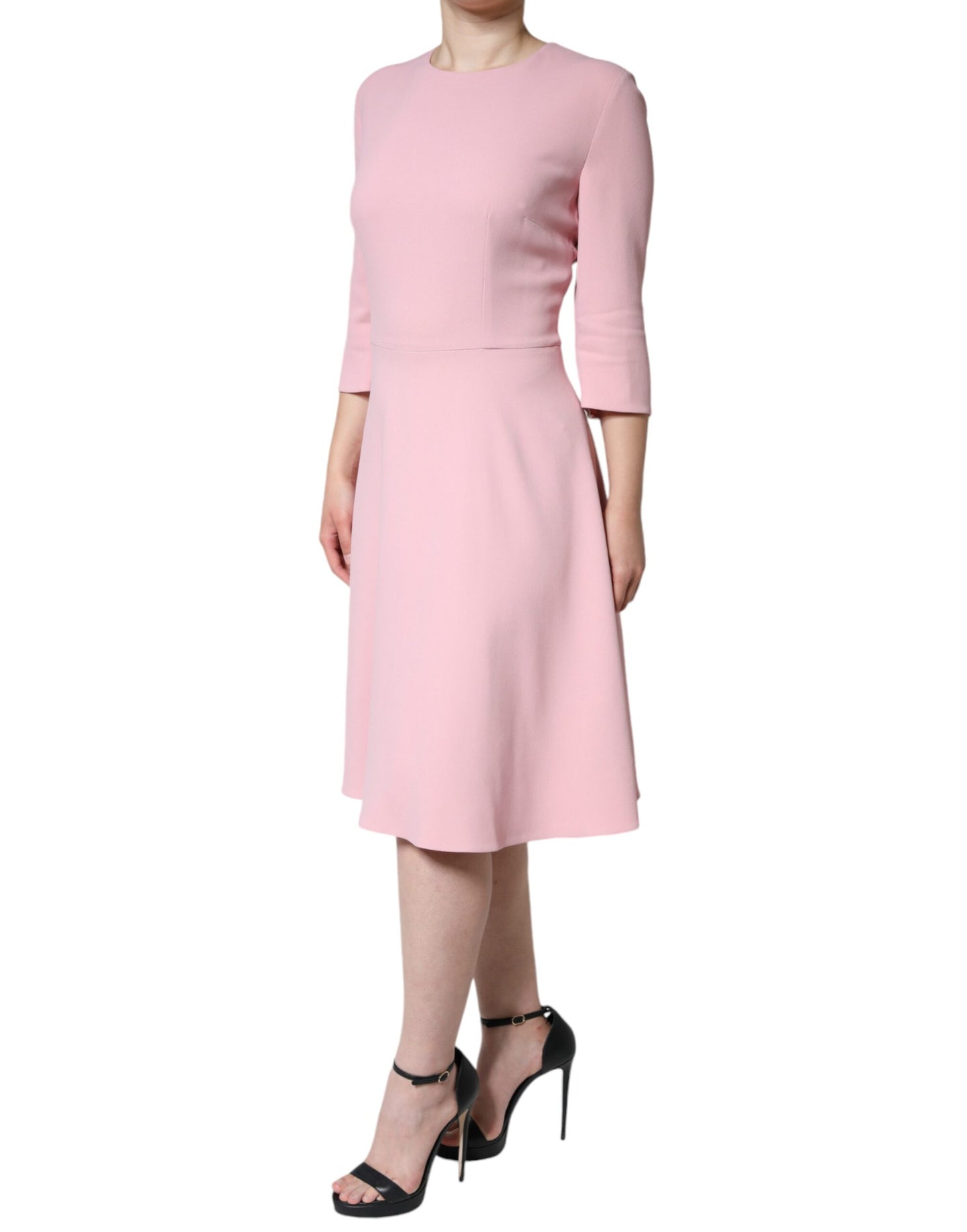 Dolce &amp; Gabbana – A-Linien-Kleid aus Viskose mit 3/4-Ärmeln, Rosa