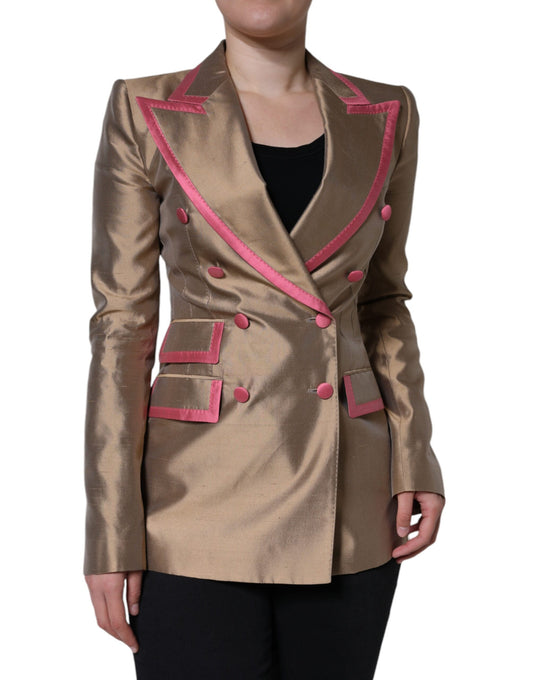 Dolce &amp; Gabbana – Zweireihige Blazerjacke in Metallic-Braun