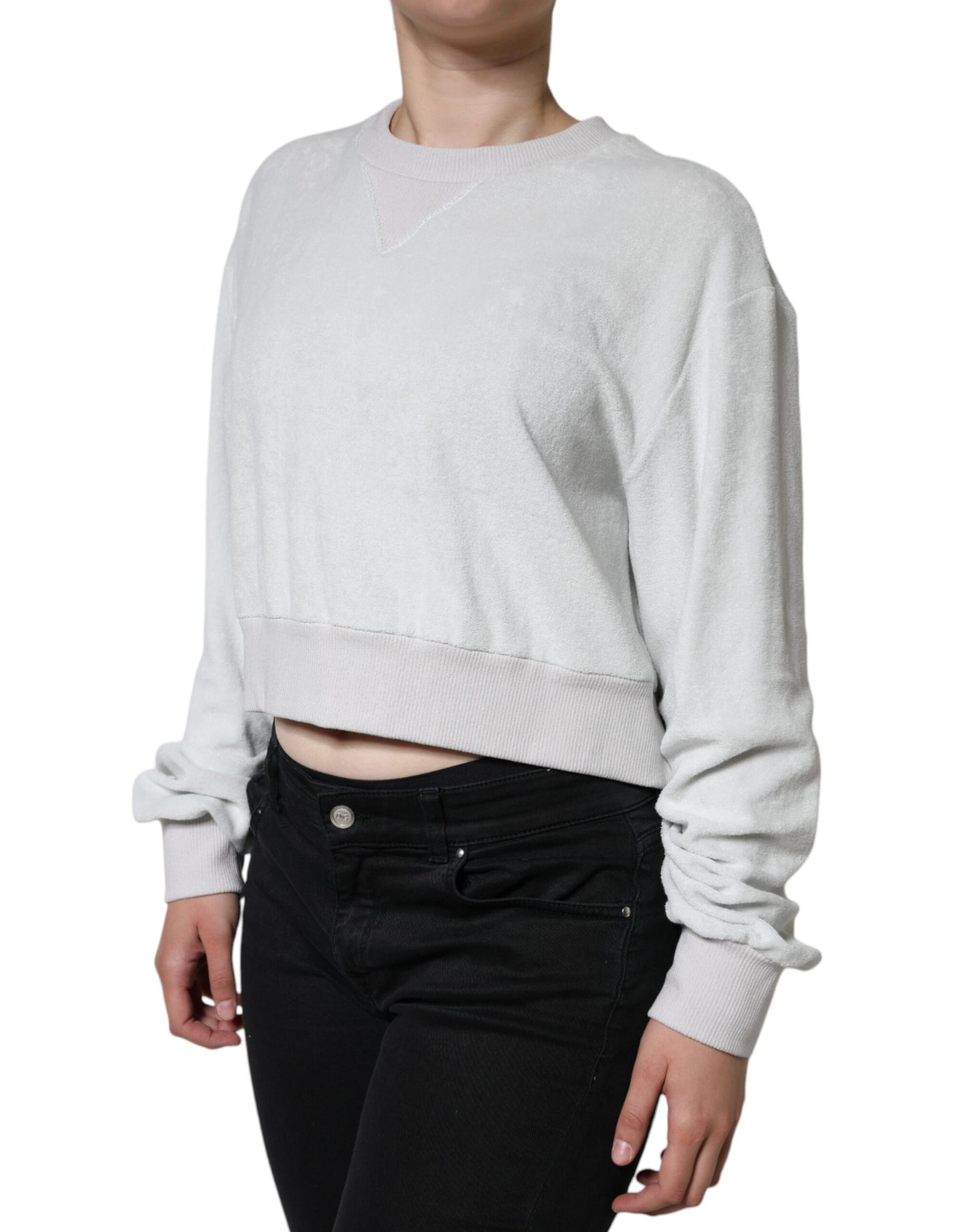 Dolce &amp; Gabbana – Weißer Pullover mit Rundhalsausschnitt aus Nylon-Stretch