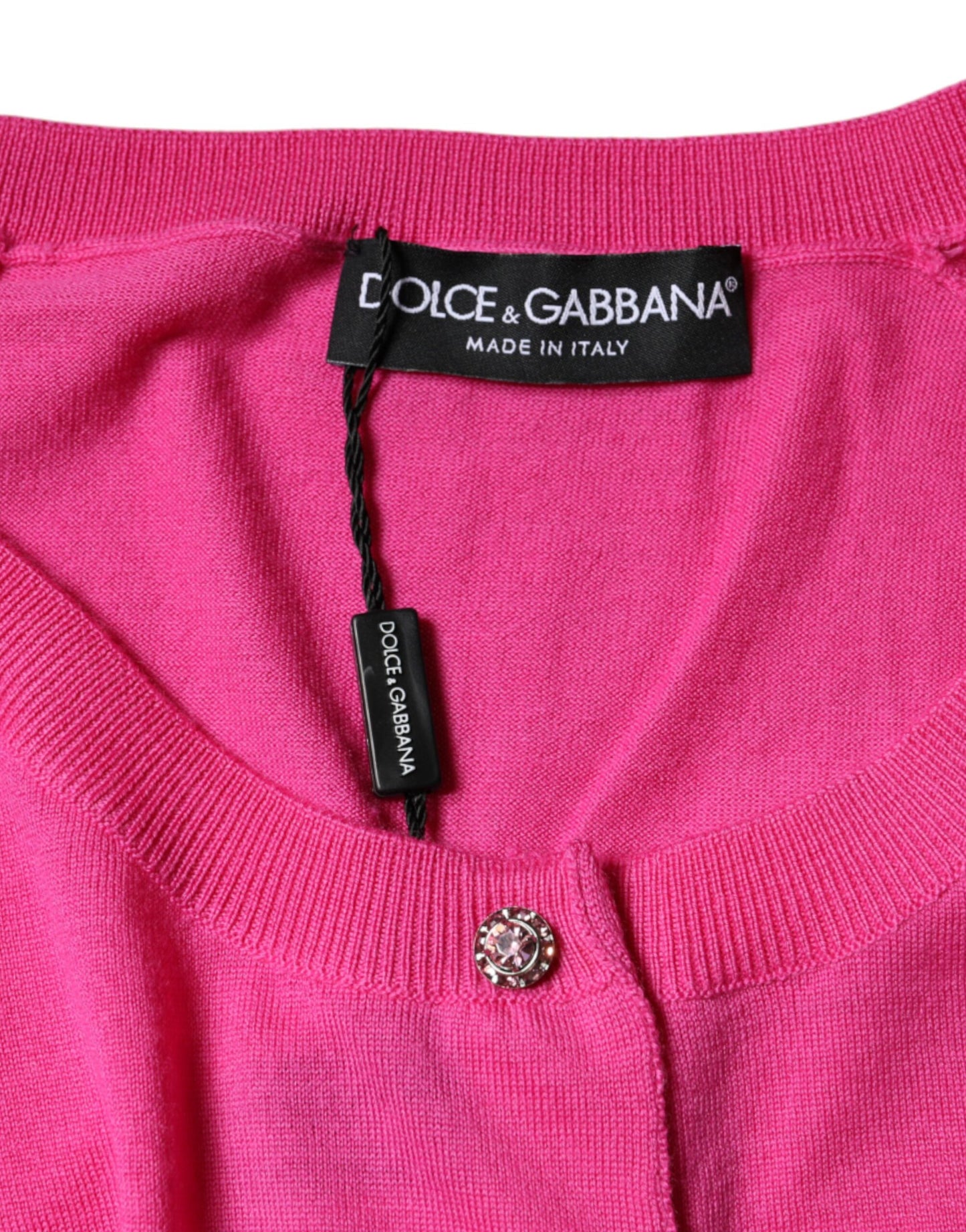 Dolce &amp; Gabbana – Kurzärmliges Blusenoberteil aus Wolle mit Knopfleiste, Rosa