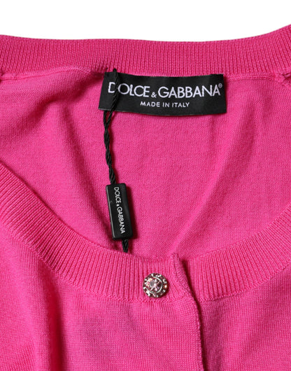 Dolce &amp; Gabbana – Kurzärmliges Blusenoberteil aus Wolle mit Knopfleiste, Rosa