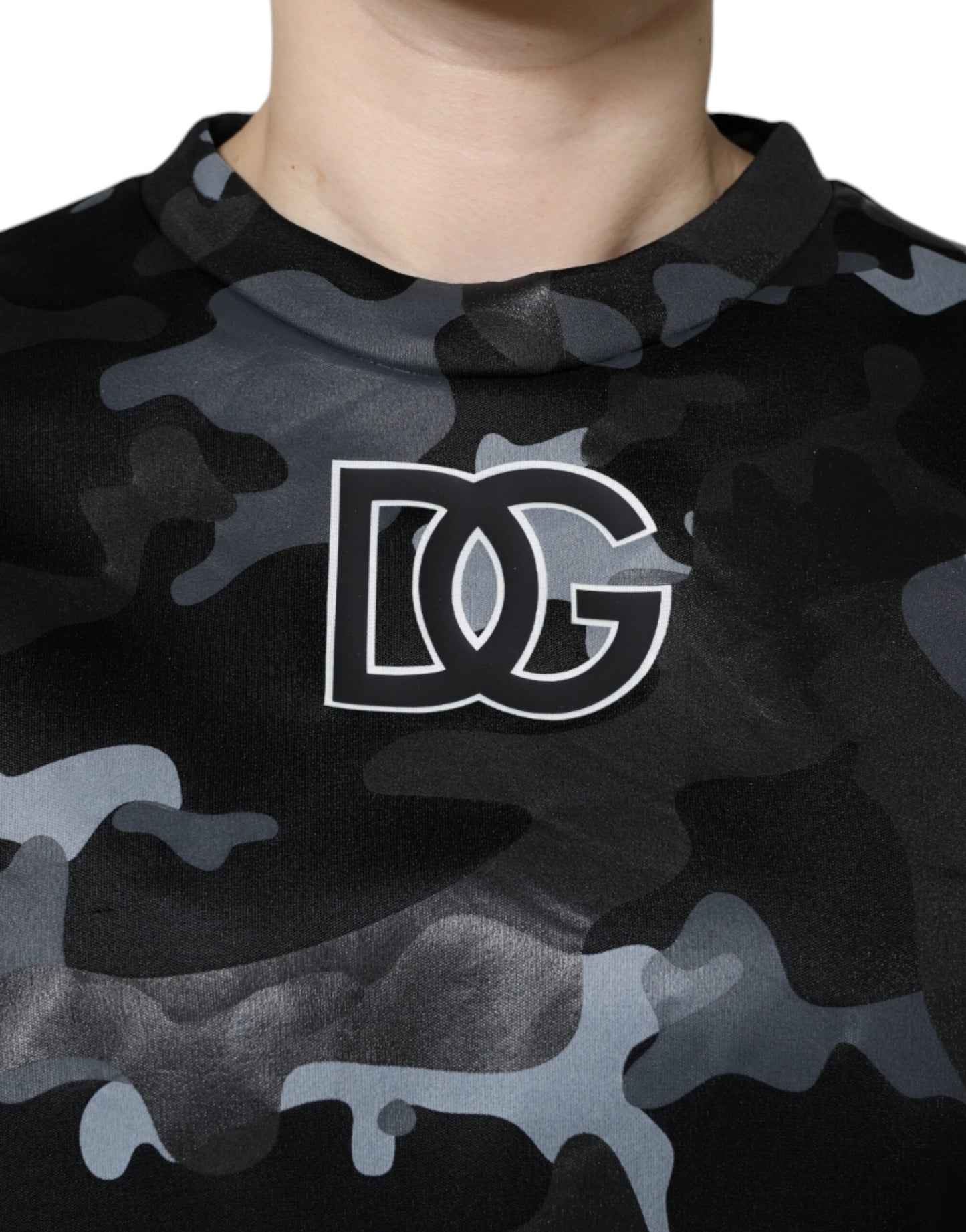 Dolce &amp; Gabbana – Sweatshirt mit Rundhalsausschnitt und Camouflage-Muster, Schwarz