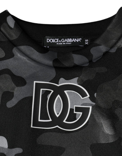 Dolce &amp; Gabbana – Sweatshirt mit Rundhalsausschnitt und Camouflage-Muster, Schwarz