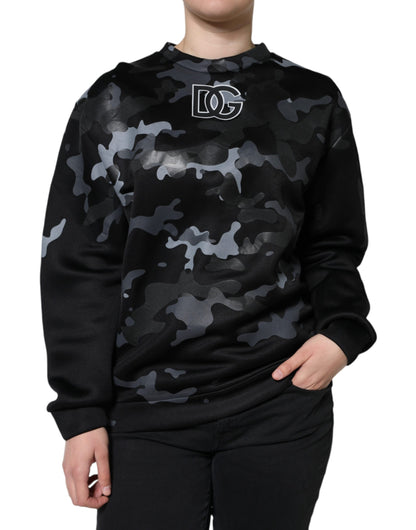 Dolce &amp; Gabbana – Sweatshirt mit Rundhalsausschnitt und Camouflage-Muster, Schwarz