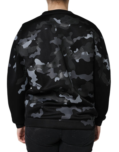 Dolce &amp; Gabbana – Sweatshirt mit Rundhalsausschnitt und Camouflage-Muster, Schwarz