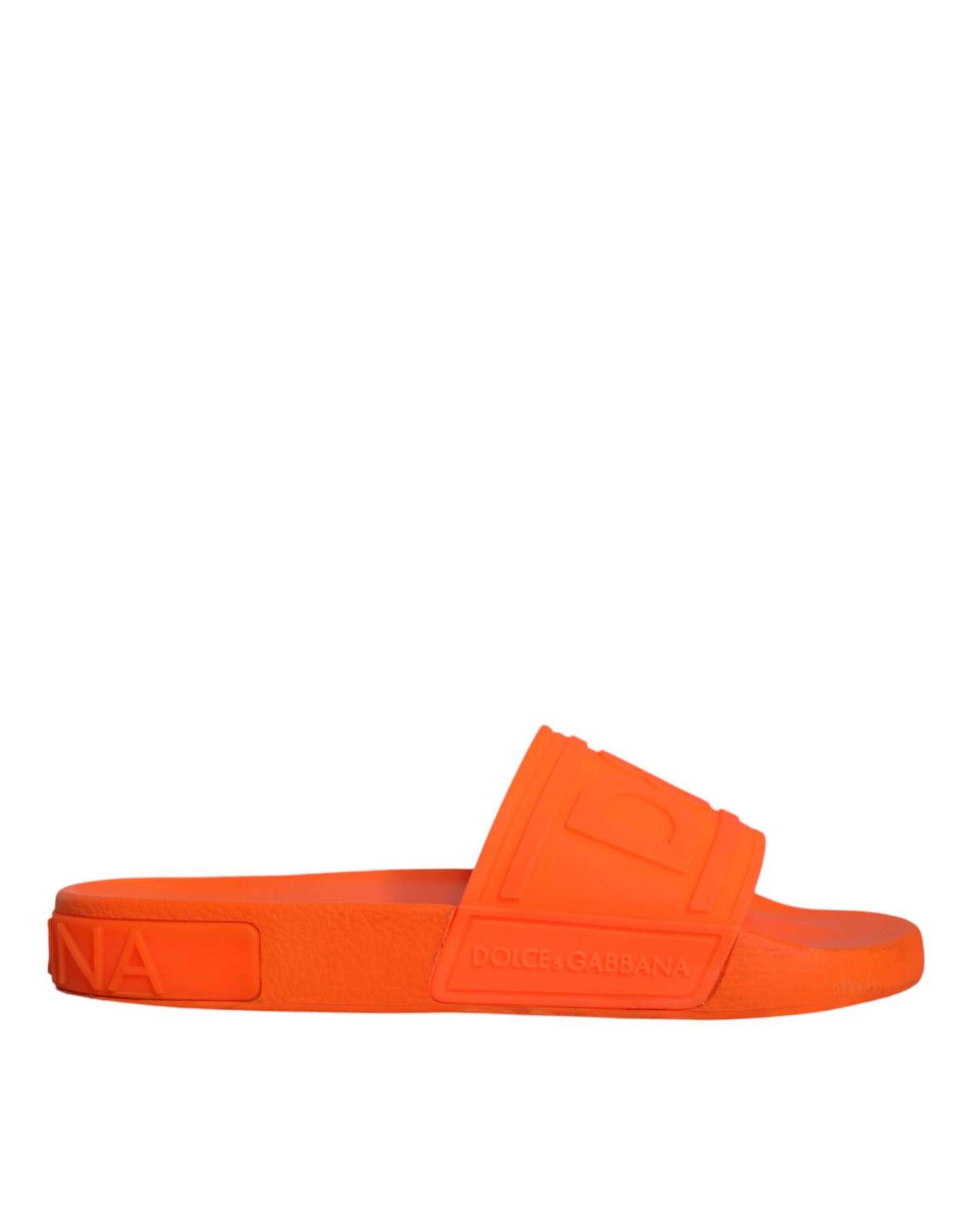 Dolce &amp; Gabbana Orange Gummi Slides Sandalen Strandschuhe