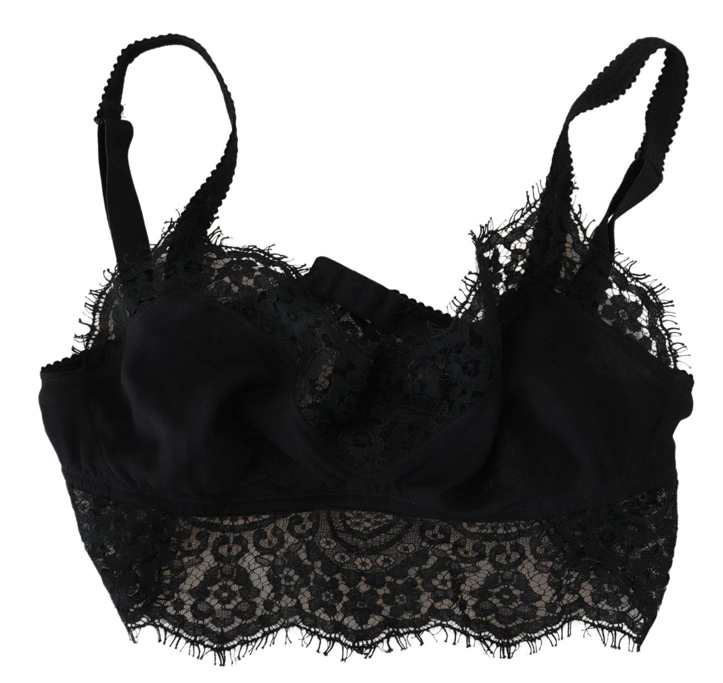 Dolce &amp; Gabbana – Schwarze Stretch-Bralette-Unterwäsche aus floraler Spitze