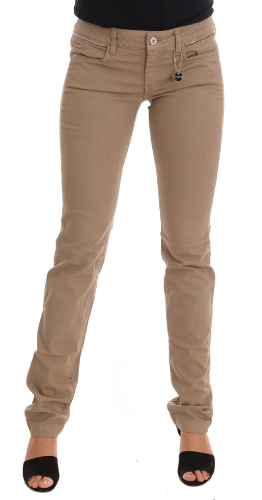 Jeans slim fit in cotone elasticizzato beige