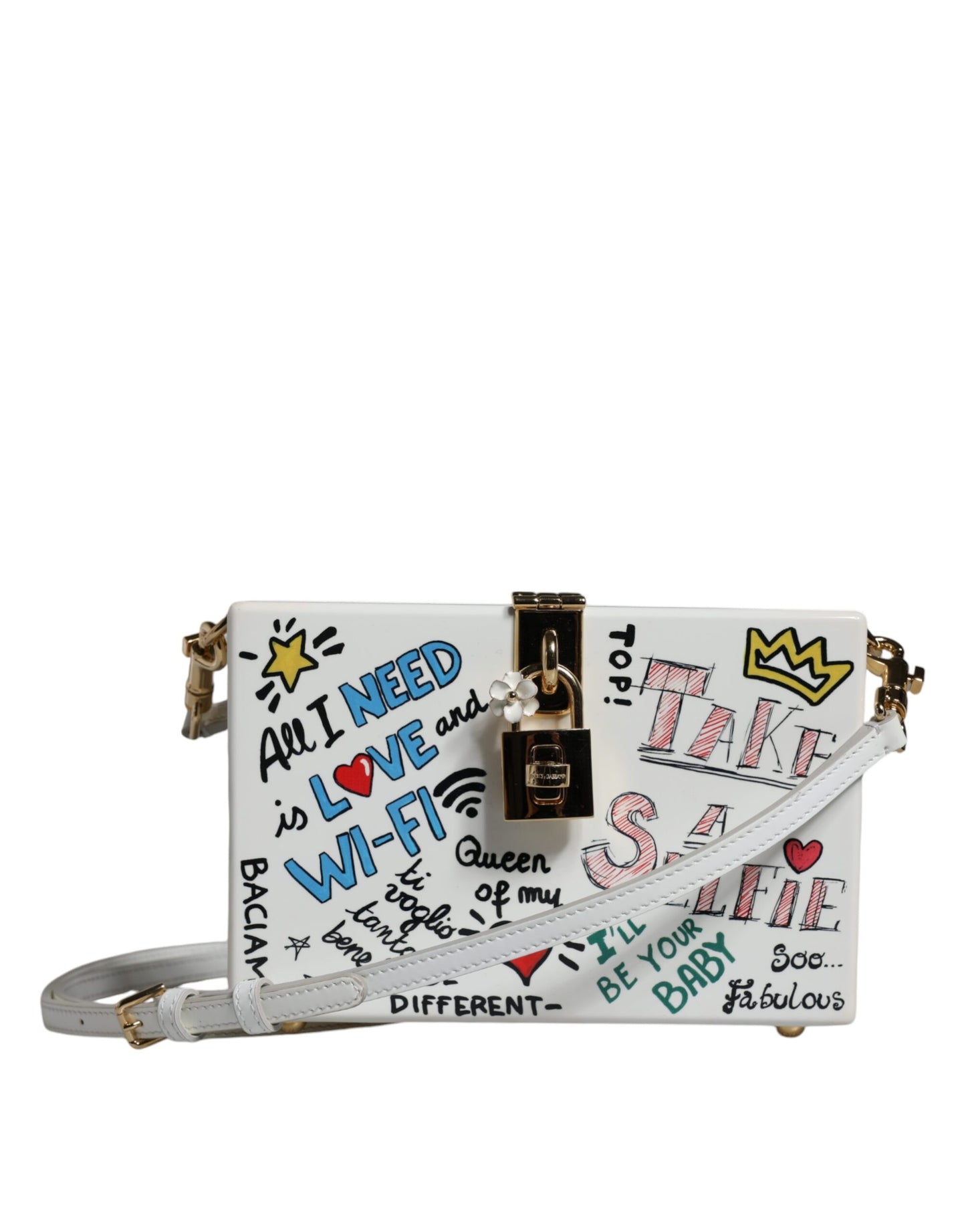 Dolce &amp; Gabbana – Weiße Clutch mit Graffiti-Print