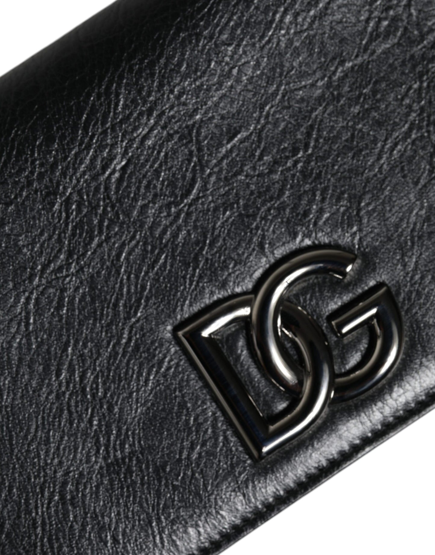 Dolce &amp; Gabbana – Schwarze Umhängetasche aus Leder mit DG-Logo und Kartenfach