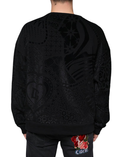 Dolce &amp; Gabbana – Schwarzes Sweatshirt mit Rundhalsausschnitt und Print