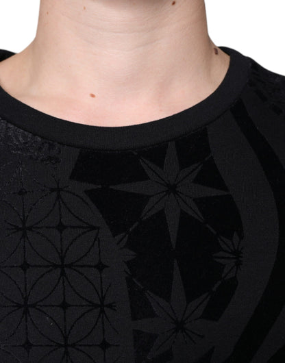 Dolce &amp; Gabbana – Schwarzes Sweatshirt mit Rundhalsausschnitt und Print