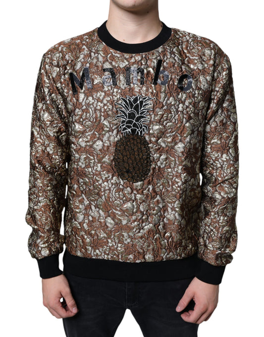 Dolce &amp; Gabbana – Pullover „Mambo“ aus Jacquard in Braun mit Ananas-Print