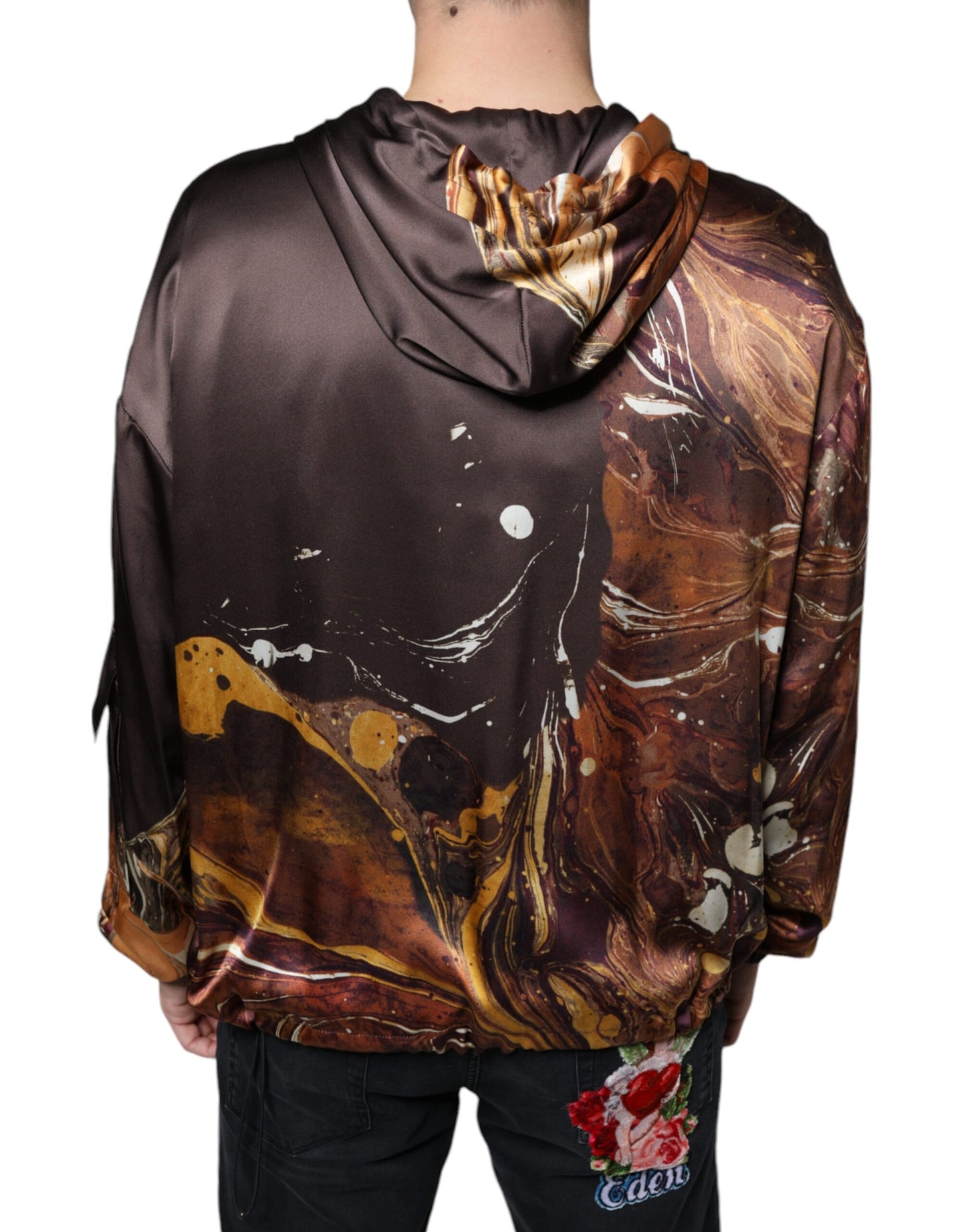 Dolce & Gabbana Brown Tie Dye Hooded Sweatshirt Sweater