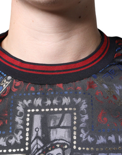 Dolce &amp; Gabbana Mehrfarbiger Jacquard-Sweatshirtpullover mit Rundhalsausschnitt