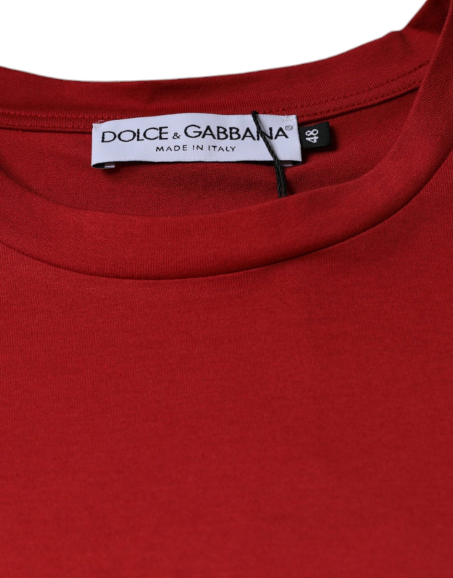 Dolce &amp; Gabbana – Rotes T-Shirt mit Rundhalsausschnitt und DG-Logo-Print aus Baumwolle