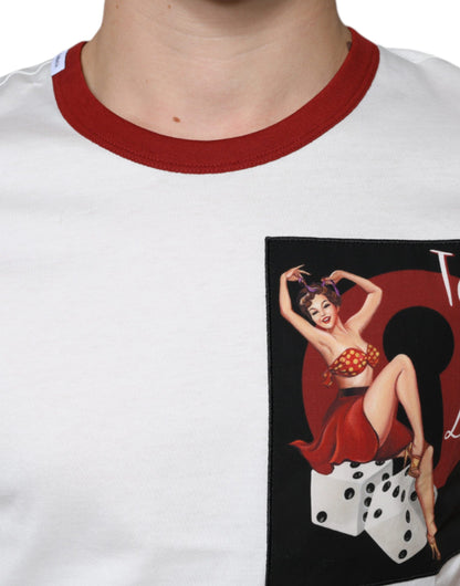 Dolce &amp; Gabbana – Weißes Baumwoll-T-Shirt mit Rundhalsausschnitt und grafischem Print