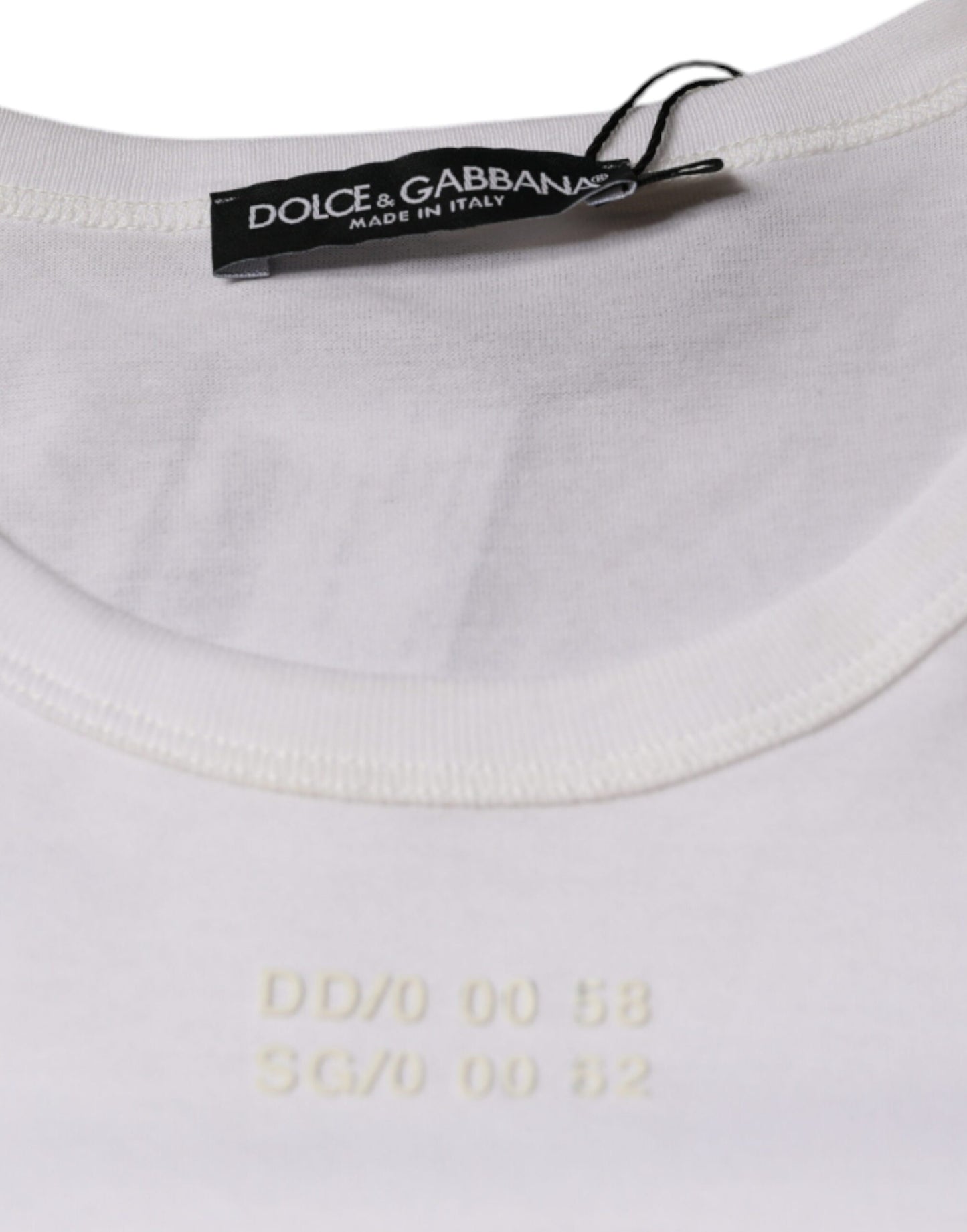 Dolce &amp; Gabbana – Weißes T-Shirt mit kurzen Ärmeln aus Baumwolle mit Tasche