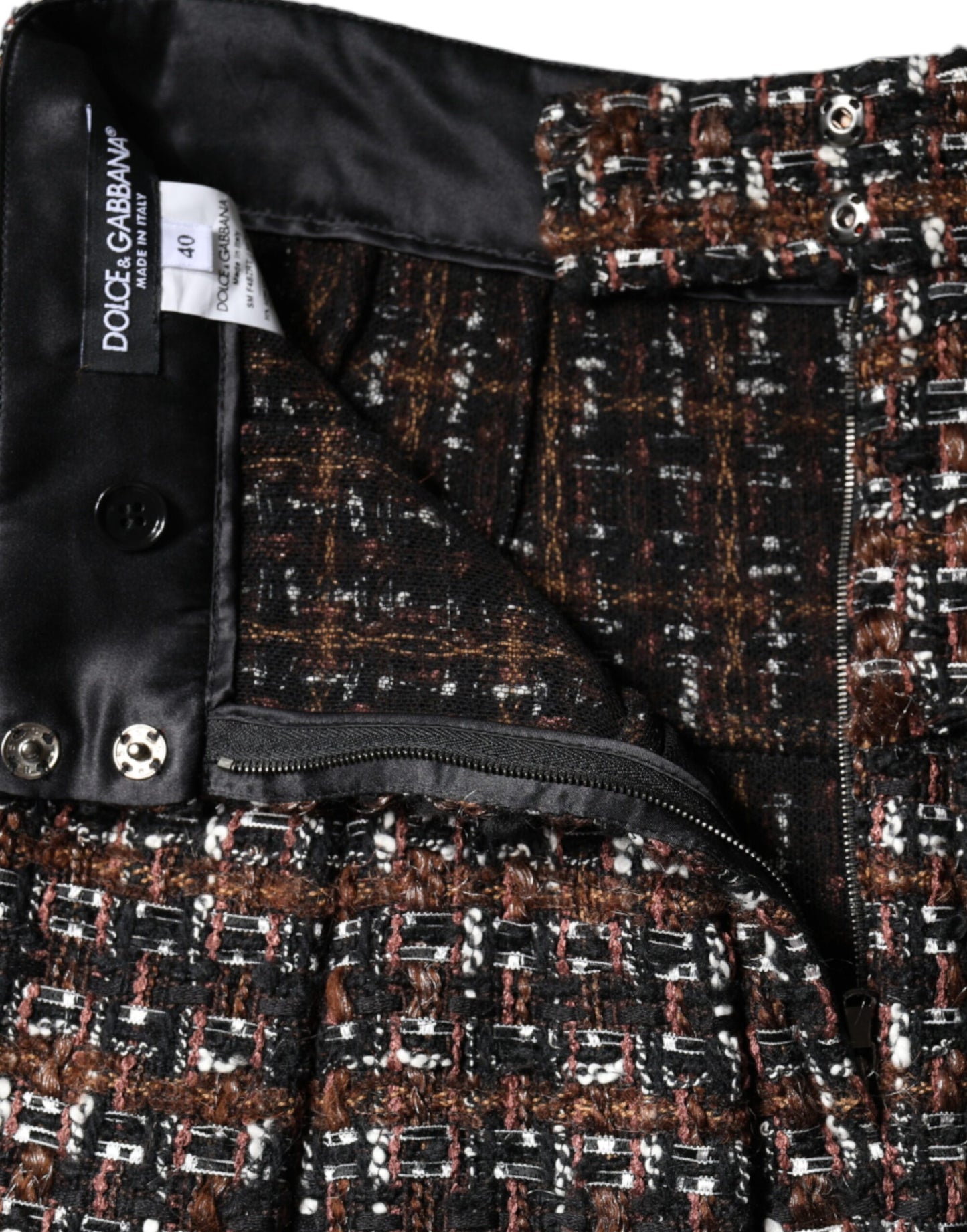 Dolce &amp; Gabbana – Mehrfarbiger A-Linien-Minirock aus Schottenkaro-Tweed mit hoher Taille